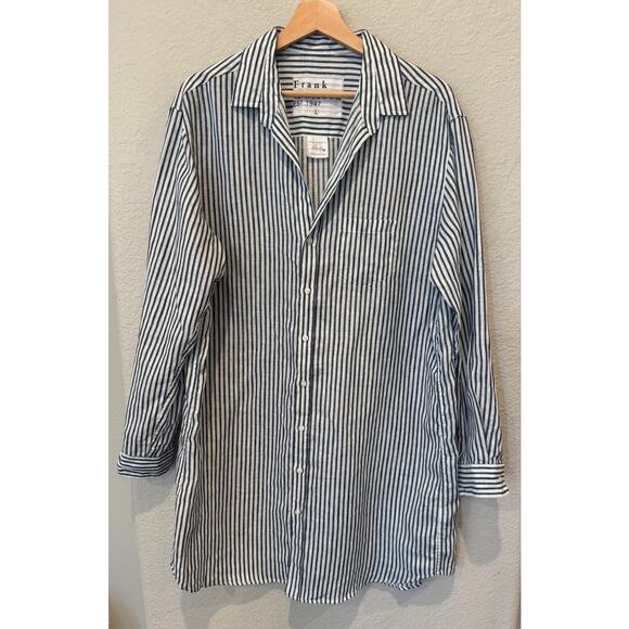 Frank & Eileen Mary Classic Linen Button Up Striped Dress Size Large - Picture 13 of 14